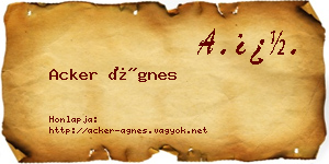 Acker Ágnes névjegykártya